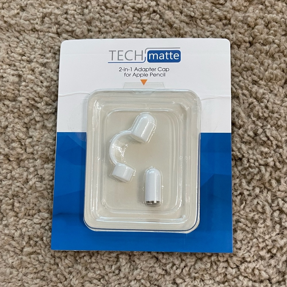 TechMatte Non-Magnetic 2-in-1 Cap, Charging Adapter, Apple Pencil